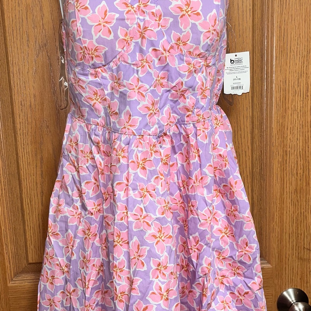 Time and Tru Lilac and Pink Floral Midi Dress